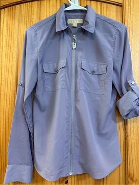 Michael Kors Lavender Button-Front Shirt Jacket